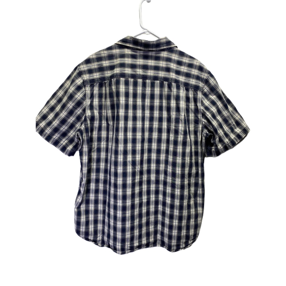 Carhartt Navy Blue White Men's Plaid Button Down Short Sleeve Cotton Shirt XL - Picture 2 of 10